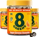8Greens Daily Fiber Super Greens Gummies - Tangerine Flavor: Boost Immune System & Digestive Health with 8 Real Greens - Non-GMO Formula, Chewables, 50 Gummies, Confezione da 3