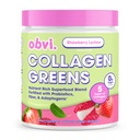 Obvi Collagen Greens | Polvere Superfood Organic Greens con Peptidi di collagene | Probiotici per Gut Health, Skin, Hair, Nails | Gluten-Free, Zero Sugar | Lichee Flavor, 25 Servings