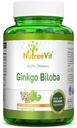NutreeVit 100% Organic Ginkgo Biloba Capsule - Supporta la salute del cervello, Allerta mentale, Circolazione e Aumenta la Memoria - Antiossidante organico - 100 Conte Bottiglia