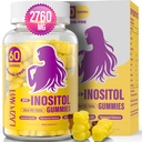 Myo-Inositol & D-Chiro Inositol,Inositol Gummies con vitamina D3, Magnesio Glycinate, Omega-3, Folate & Zinc, Inositol Supplemento Ciclo mestruale per le donne-40:1 Ratio-30 giorno di alimentazione