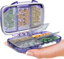 Organizzatore di pillole di viaggio - Moisture Proof Portable Vitamin Holder con 7 scomparti, Compatto caso di supplemento per il Purse Essential Medicine Kit fot viaggio Pocket Pharmacy con etichette, viola