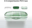 Scatola dell'organizzatore della pedana di viaggio, 6 scomparto Caso di medicina settimanale per tasca di borsa, contenitore di farmacia giornaliero, Dispenser del supporto per l'olio di pesce, vitamina, olio di fegato di Cod, supplemento