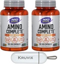 NOW Foods Sport Nutrition, Amino CompleteTM | Protein Blend con 21 Aminos e B-6 | 120 Veg Capsule - Confezione da 2 con Pill Organizer