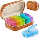 AUVON Weekly Pill Organizer 2 volte al giorno con PU Leather Bag, Travel AM PM Pill Box 7 giorni con One-Side Large Design di apertura per facile riempimento, Portable Pill Case for Vitamins, Medication, Supplementi