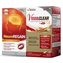 LABO Nutrition VesseCLEAR EX + NeuroREGAIN: Nattokinase NSK-SD, Elastin F for Clean & Flex Blood Vessel, Cardiovascular & Circulation Support, Scallop-derived PLASMALOGEN for Brain Deterioration