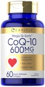 Carlyle CoQ10 600 mg Softgels | 60 Count | Mega Q-Sorb Coenzyme Q-10 | con estratto di pepe nero | Non OGM & Gluten