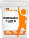 BulkSupplements.com Polvere di Niacinamide - Vitamina B3 Polvere, Niacinamide Supplemento, Niacinamide 500mg - B3 Vitamine per la pelle, senza glutine, 500mg per porzione, 250g (8.8 oz) (Pacchetto di 1)