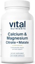 Vital Nutrients Calcium and Magnesium | Citrate and Malate Complex | Vegan Supplement | Support Bone Strength, Muscle and Cardiovascular Health* | Gluten, Dairy and Soy Free | Non-GMO | 100 Capsule