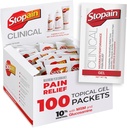 Pacchetti di gel clinici di sollievo dal dolore di Stopain, 100 Pack, Made in USA, Rilievo di dolore di prestazione massima con 10% Menthol Plus Glucosamine per dolori muscolari, Dolore congiunto e artrite