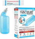Nasopure Nasal Wash, Kit di sistema, “The Nicer Neti Pot” Sinus Wash Kit, Confortevole Nasal Rinse 8 Oz Bottiglia & 20 Pacchetti di sale (3.75 Grammi ciascuno), Congestione nasale, Freddo, Flu, Allergia, Irrigazione nasale