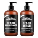 Mens Beard Wash and Beard Condizionatore Bundle Set per gli uomini, faccia e cuscinetto Shampoo e condizionatore Set per gli uomini w/Biotin Facial Hair Growth Formula Dandruff, Regali per gli uomini, 500ml*2
