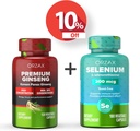 ORZAX Premium Ginseng 120 Capsule Vegabili e Selenium 200 Mg 180 Capsule Vegabili, Bundle