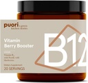 Puòri Vegan Vitamina B12 Polvere del Booster della bacchetta - 20 Serve - B12 con i mirtilli selvatici nordici – Alta in Flavonidi - per la produzione di energia normale e il metabolismo - Dairy-Free, Vegetariano, Non OGM