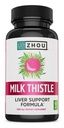 Zhou Milk Thistle - Integratore per la salute del fegato, Estratto di cardo di latte di silimarina e polvere per gli uomini e le donne, Supporto per la pulizia di erbe, Salute metabolica - 60 capsule vegetariane