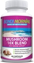 Integratore di supporto immunitario del Mushroom Complex – 10X Blend with Cordyceps, Reishi, Lion’s Mane e Chaga Mushrooms for Brain Health, Natural Energy Boost, and Immune Defense, 60-Count