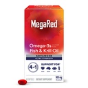 Megared Omega-3 Pesce & Krill Olio Supplemento 900mg - MegaRed Advanced 4in1, 60 softgels, 2x Più Omega-3, Cuore, Giunto, Cervello e Occhi Supplemento, Rosso, 60 Conte
