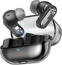 ToZO Crystal Pods Hybrid Rumore attivo cancellando earbud wireless, 10mm Drivers Deep Bass Stereo Sound, 4 Mics Smart ENC AI Calls, 32 EQ via App, Bluetooth 5.4 Cuffie, Crystal Case Design