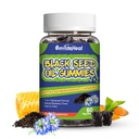 Gummie di olio di semi neri, Gummie di olio di semi di cumino nero, Olio di semi di cocco nero 500mg, Masticabile nero Seme e Gummie di miele, Vegan, 60 Gummies