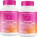 Rosa Stork Premium Prenatal Gummy Vitamine con DHA, Folate e Vitamina D - 60 Vegan Gummies - 2 Pack