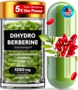 Diidroberberina Supplemento - Dehydro Berberine Organic - Super Berberine Supplemento con Ceylon Cinnamon & R Alpha Lipoic Acid & Apigenin - Hydroberberberine 120 caps (1 Confezione)