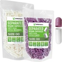 XPRS Nutra Vegan Size 00 Capsule Separati - 1000 Count Premium Capsule Vuoti Separati in Borse - 00 Pillole Vuoto per Integratore fai da te Riempimento (Lavender/White)