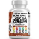 Clean Nutraceuticals Lions Mane 20in1 Mushroom Supplemento con Turchia Tail Reishi Cordyceps Chaga Maitake Meshima Poria Cocos Shiitake Oyster Porcini Enoki - 1 confezione