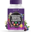 Estratto di semi di bacche di resveratrolo Quercetina - Supplemento di polifenolo con Estratto di noni, Cisteina di N-Acetil, Estratto di Acai - Made in USA - 60 capsule