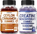 Ceylon Cinnamon (60 Conte) - Berberine & Ginseng per la digestione Supporto benessere generale e Creatina Monoidrato (90 Gummies) Delizioso Blue Raspberry Chews supplemento aromatizzato - Non OGM & Made in Italy