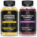 EFFECTIVE NUTRA Creatina Monoidrato Gummies 90ct & Sugar Free Milk Thistle Gummies 90ct