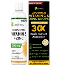 Zenrenu Liposomal Vitamina C e Zinc Liquid Drink per Adulti & Bambini - Lecitina Non OGM Sunflower - Supporto Max Antiossidante & Immune, 5 oz / 150 ml