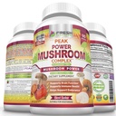 FRESH HEALTHCARE Mushroom Supplement - Lions Mane, Cordyceps, Reishi, Turchia Tail e Shitake - Supporto immunitario e cervello - Peak Power Mushroom Supplement - 90 Vegan Capsule