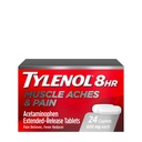 Tylenol 8 ore di dolori muscolari e sollievo del dolore Tabelle estesa-rilascio con 650 mg di acetaminofene, Riduttore di febbre & medicina del dolore per muscoli, articolazioni, corpo e mal di schiena, 24 Conte
