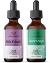HERBAMAMAMA Kit di gocce liquide a base di erbe - Bundle di estratto di cardo di latte 2 fl oz e clorofilla liquida 2 fl oz - Estratto liquido di supplemento vegano - Non OGM, Zucchero & Alcol-Free - 2 Pack