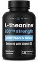 NutraChamps L-Theanine 200mg Capsule | Doppio Strength L-Theanine Liquid con Vitamina D3, Organic Coconut Oil | Supporta Mood, Focus, Stress Relief | per Bambini & Adulti | 120 Capsule Vegan