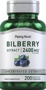 Piping Rock Bilberry Extract Capsule 2400mg | 200 pillole | Integratore di Estratto di erbe | Vegetariano, Non OGM, Gluten Free