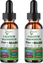 Calcium Magnesium Zinc Liquid Drops, Liquid Magnesium Glycinate 500mg Calcium 1000mg con Vitamina D3,K2,B6,B12,Coq10,6X Più Forte di Gummies Capsule (2 Pack)