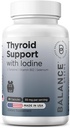 Integratore di supporto tiroideo bilanciato con Iodina, L-tirosina, Vitamina B12 & Selenium, 30 capsule di veg - Energia, Metabolismo & Focus Support