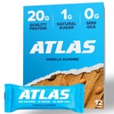 Atlas Protein Bar, 20g Protein, 1g Zucchero, Ingredienti puliti, Senza glutine, Mandorla alla vaniglia (12 Conte, Confezione da 1)