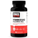 FORCE FACTOR Vitamina D3 K2 per supportare l'immunità, la salute del cuore, il supporto di ossa, e altro ancora, Formula 2-in-1 ad alta potenza, Vegan, No Gelatin, Non-GMO, 120 capsule