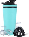 Bottiglia di agitatore in acciaio inossidabile coibentata | 26oz, zecca | Freddo per 30+ ore | Coppa isolata con Agitatore Twist-on | Bottiglia senza odori per scuotere proteiche, acqua, lisciotte, cocktail