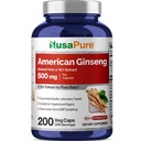 NusaPure American Ginseng 10:1 Extract, 500 mg Equivalente a 5000mg - 200 capsule vegetali (Vegetarian, Non OGM, Vegan)