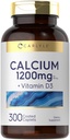Carlyle Calcium 1200mg con vitamina D3 | 300 Caplets | Non OGM, Gluten Free e Vegetariano