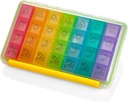 Organizzatore di pillole settimanali - Portable 4 Times-A-Day - Water Moisture-Proof AM/PM Pill Case, Colorful 7 Day Medicine Holder Pill Box con etichette per prescrizioni, farmaci, vitamine e integratori