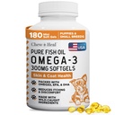 Wild Caught Omega 3 Fish Oil per i cani - 180 capsule di softgel per la pelle sana e il cappotto - 300 mg Mini Pillole di olio di pesce per spargimento, pelle di prurito asciutta e Hot Spots - Supplemento di salmone Omega Pet