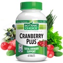 Botanic Choice Cranberry Plus Supporto urinario totale - Salute del tratto urinario per le donne e gli uomini con concentrato di mirtillo, Uva Ursi, Buchu, Calcium - 60 compresse