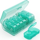AUVON XL Organizzatore settimanale di pillole 2 volte al giorno, Scatola di pedaggio 7 giorni con aperture di grandi dimensioni One-Side per facile da usare, Cyan AM PM caso di pedaggio per farmaci, vitamine, oli di pesce, integratori