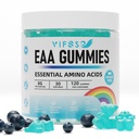 EAA Gummies 120 Gummies (Blue Raspberry), Aminoacidi essenziali - Tutti 9 Aminoacidi essenziali (EAA) e Tutti Aminoacidi a catena ramificata (BCAA), Non OGM, Senza glutine, Per vegetariani