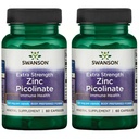 Swanson Premium Brand Extra Forza Zinc Picolinate - Corpo Preferito Forma Sanità Immune Capsule - 50 mg per capsula - 60 capsule, Confezione da 2