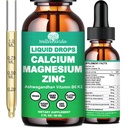 Calcium Magnesium Zinc Liquid Drops with Vitamin D3 K2, High Potency Calcium Magnesium Supplement w/Magnesium Complex, Zinc, Theanine丨Gluten Free丨 for Immune, Bone, Muscolo, Mood & Sleep Support