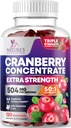 Cranberry Gummies 50:1 Estratto di mirtillo - Supporto del tratto urinario Realizzato con 25.000 mg, aiuta a pulire e proteggere, Cran Berry Gummy Supplement + Vitamina C, Chewable Cran Pills for Women - 120 Gummies